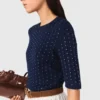 Camisola de gola redonda com strass