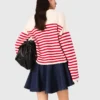 Camisola de malha canelada às riscas