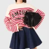 Camisola de malha canelada às riscas