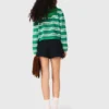 Camisola polo curta às riscas