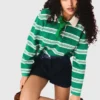 Camisola polo curta às riscas