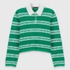 Camisola polo curta às riscas