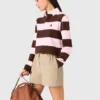 Camisola polo às riscas