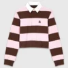 Camisola polo às riscas