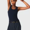 Camisola sem mangas em malha canelada