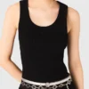 Camisola sem mangas em malha canelada