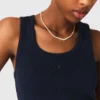 Camisola sem mangas em malha canelada