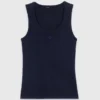 Camisola sem mangas em malha canelada
