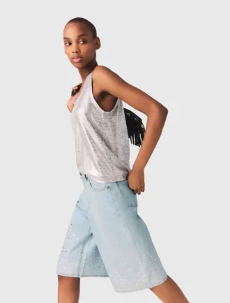 Camisola sem mangas metálica