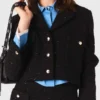Casaco curto de tweed com strass