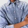 Casaco de camisa em ganga