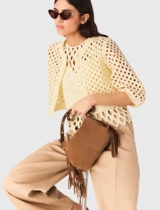Casaco de croché com strass