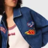 Casaco de ganga oversized bordado
