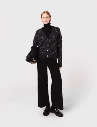 Casaco de malha xadrez com strass