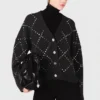 Casaco de malha xadrez com strass