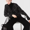 Casaco de malha xadrez com strass