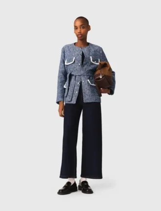 Casaco de tweed com 4 bolsos