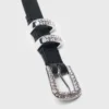 Cinto fino com fivela com strass