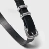 Cinto fino com fivela com strass