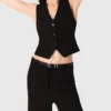 Cinto fino com fivela com strass