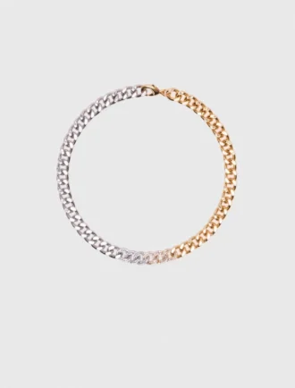Colar de elos com strass bicolor