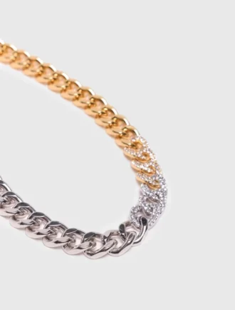 Colar de elos com strass bicolor