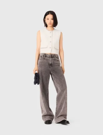 Colete de tweed com acabamento em pérolas