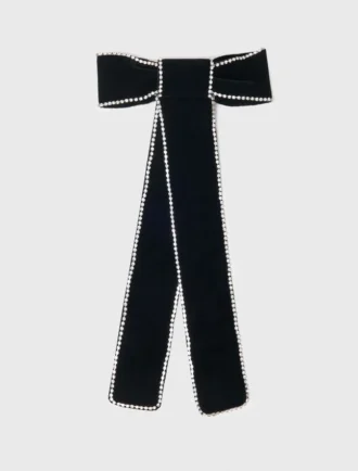 Ganchinho com laço de veludo e strass