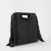 M Bag em pele lisa com franjas