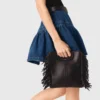 M Bag em pele lisa com franjas