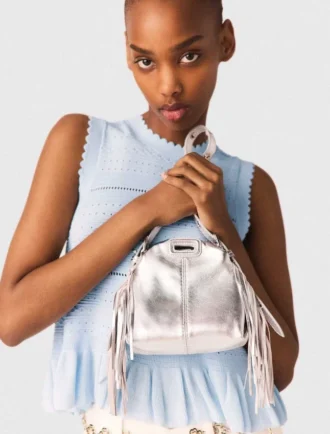 Micro bolsa Miss M em pele metalizada