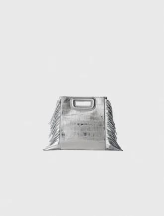 Mini M Bag em pele com relevo e corrente