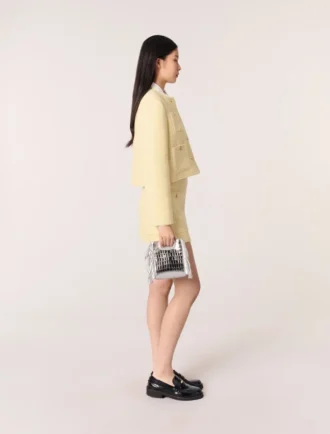 Mini M Bag em pele com relevo e corrente