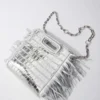 Mini M Bag em pele com relevo e corrente