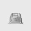 Mini M Bag em pele com relevo e corrente