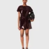 Mini-vestido bordado com lantejoulas
