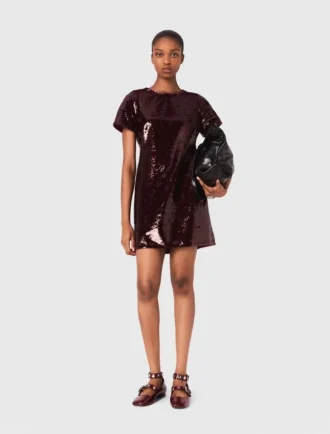 Mini-vestido bordado com lantejoulas