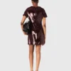 Mini-vestido bordado com lantejoulas