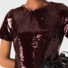Mini-vestido bordado com lantejoulas