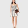 Mini-vestido com alças bordadas