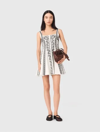 Mini-vestido com alças bordadas