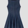Mini-vestido de ganga com folhos