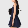 Mini-vestido de ganga com folhos