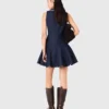 Mini-vestido de ganga com folhos