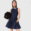 Mini-vestido de ganga com folhos
