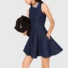 Mini-vestido de ganga com folhos