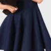 Mini-vestido de ganga com folhos