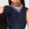 Mini-vestido de ganga com folhos