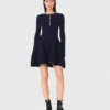 Mini-vestido de malha com saia evasê