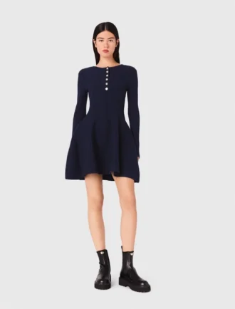 Mini-vestido de malha com saia evasê